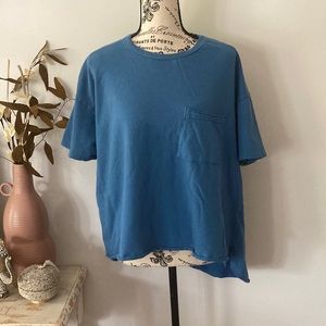 Anthropologie T. La Asymmetrical Hem Short Sleeve Sweatshirt Top